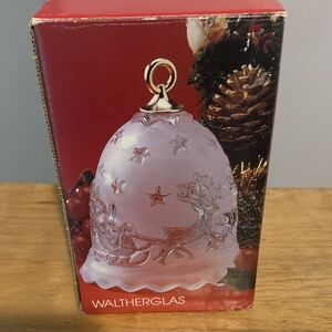 🎅 SANTA Waltherglas Frosted Glass Christmas Bell